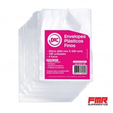 Envelope Plástico Fino 240x330 4 Furos Dac, C/100